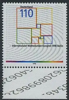 BUND 1998 Michel-Nummer 2005 postfrisch EINZELMARKE RAND unten (a)