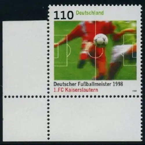 BUND 1998 Michel-Nummer 2010 postfrisch EINZELMARKE ECKRAND unten links (b)