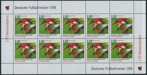 BUND 1998 Michel-Nummer 2010 postfrisch BOGEN(10)