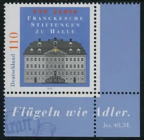 BUND 1998 Michel-Nummer 2011 postfrisch EINZELMARKE ECKRAND unten rechts