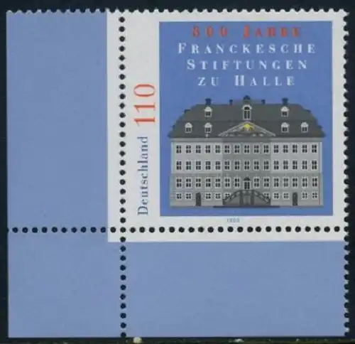BUND 1998 Michel-Nummer 2011 postfrisch EINZELMARKE ECKRAND unten links