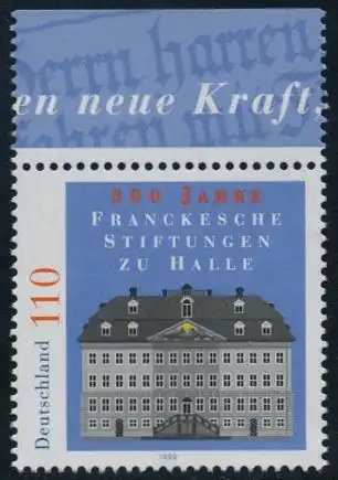 BUND 1998 Michel-Nummer 2011 postfrisch EINZELMARKE RAND oben (b)
