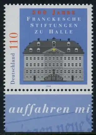 BUND 1998 Michel-Nummer 2011 postfrisch EINZELMARKE RAND unten (b)