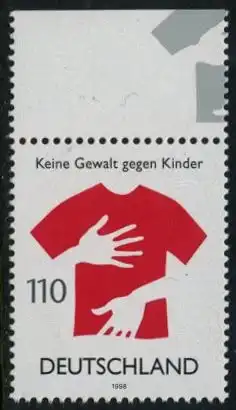 BUND 1998 Michel-Nummer 2013 postfrisch EINZELMARKE RAND oben