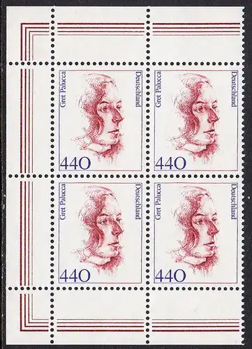 BUND 1998 Michel-Nummer 2014 postfrisch BLOCK ECKRÄNDER oben links/unten links