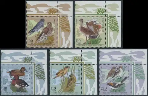 BUND 1998 Michel-Nummer 2015-2019 postfrisch SATZ(5) EINZELMARKEN ECKRÄNDER oben rechts