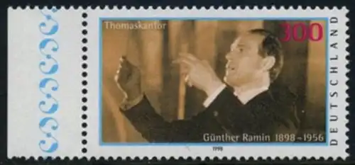 BUND 1998 Michel-Nummer 2020 postfrisch EINZELMARKE RAND links