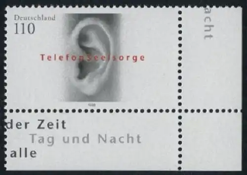 BUND 1998 Michel-Nummer 2021 postfrisch EINZELMARKE ECKRAND unten rechts