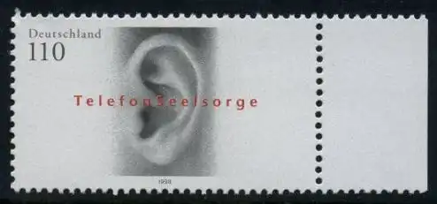 BUND 1998 Michel-Nummer 2021 postfrisch EINZELMARKE RAND rechts (a)