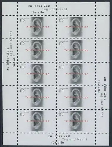 BUND 1998 Michel-Nummer 2021 postfrisch BOGEN(10)