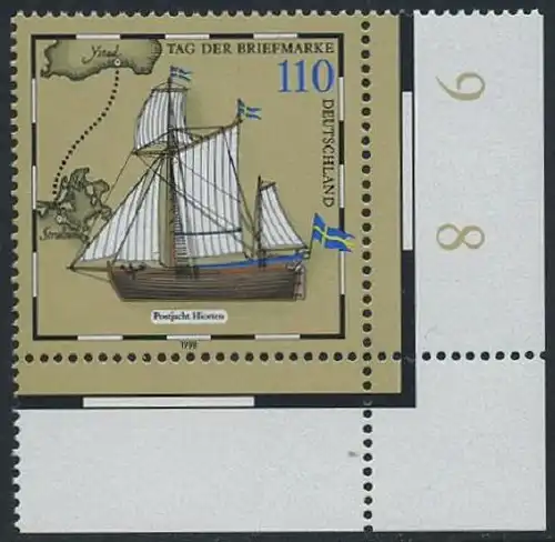 BUND 1998 Michel-Nummer 2022 postfrisch EINZELMARKE ECKRAND unten rechts