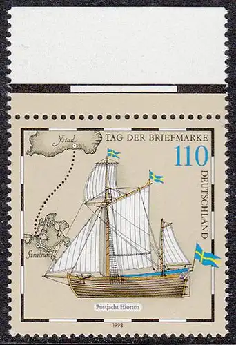 BUND 1998 Michel-Nummer 2022 postfrisch EINZELMARKE RAND oben (b)