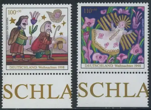 BUND 1998 Michel-Nummer 2023-2024 postfrisch SATZ(2) EINZELMARKEN RÄNDER unten