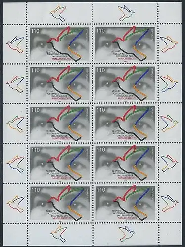 BUND 1998 Michel-Nummer 2026 postfrisch BOGEN(10)