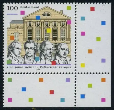 BUND 1999 Michel-Nummer 2028 postfrisch EINZELMARKE ECKRAND unten rechts