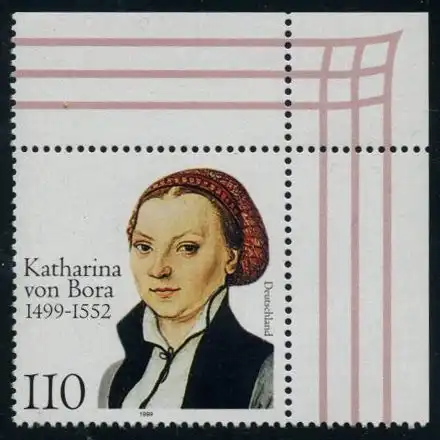 BUND 1999 Michel-Nummer 2029 postfrisch EINZELMARKE ECKRAND oben rechts