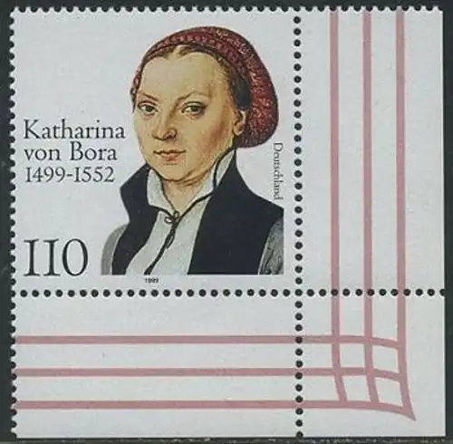 BUND 1999 Michel-Nummer 2029 postfrisch EINZELMARKE ECKRAND unten rechts