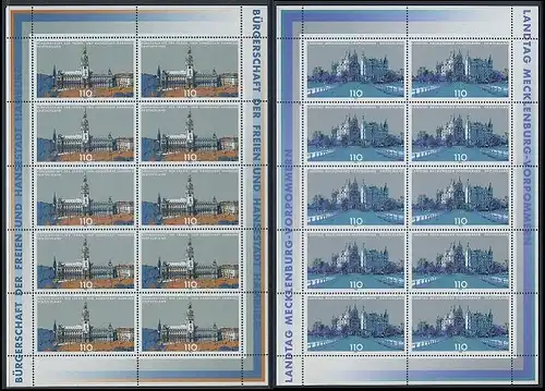 BUND 1999 Michel-Nummer 2036-2037 postfrisch SATZ(2) BÖGEN(je 10)