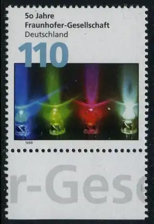 BUND 1999 Michel-Nummer 2038 postfrisch EINZELMARKE RAND unten