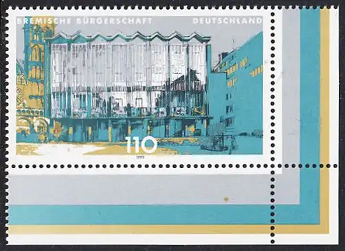 BUND 1999 Michel-Nummer 2040 postfrisch EINZELMARKE ECKRAND unten rechts