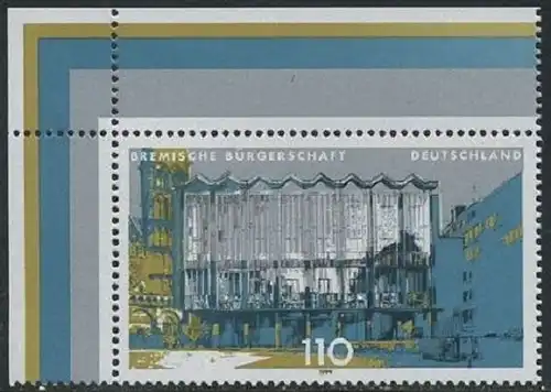 BUND 1999 Michel-Nummer 2040 postfrisch EINZELMARKE ECKRAND oben links