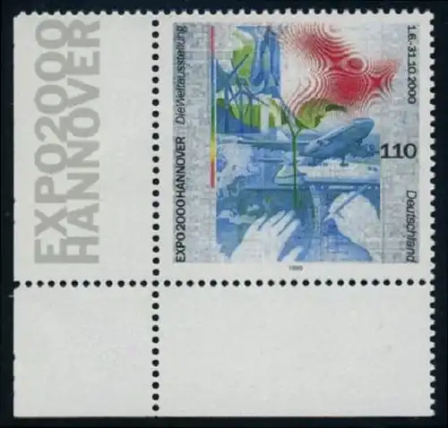 BUND 1999 Michel-Nummer 2042 postfrisch EINZELMARKE ECKRAND unten links