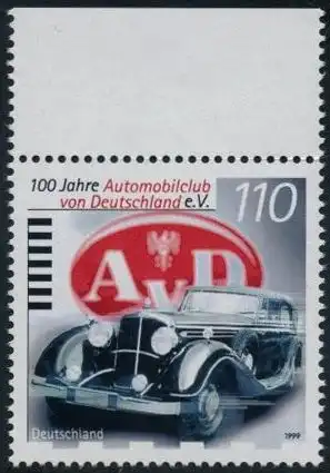 BUND 1999 Michel-Nummer 2043 postfrisch EINZELMARKE RAND oben