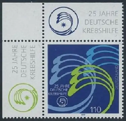 BUND 1999 Michel-Nummer 2044 postfrisch EINZELMARKE ECKRAND oben links