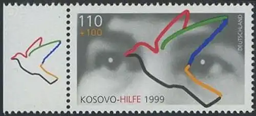 BUND 1999 Michel-Nummer 2045 postfrisch EINZELMARKE RAND links