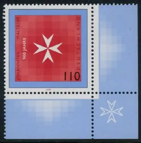 BUND 1999 Michel-Nummer 2047 postfrisch EINZELMARKE ECKRAND unten rechts
