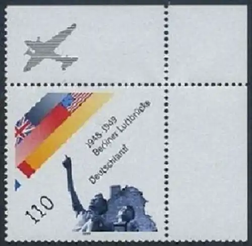 BUND 1999 Michel-Nummer 2048 postfrisch EINZELMARKE ECKRAND oben rechts