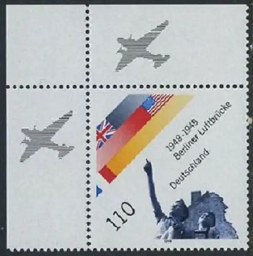BUND 1999 Michel-Nummer 2048 postfrisch EINZELMARKE ECKRAND oben links