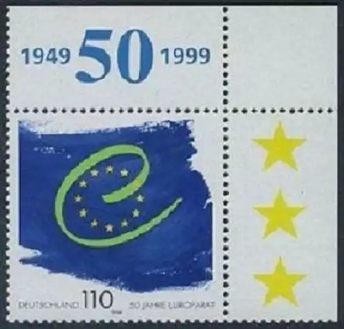 BUND 1999 Michel-Nummer 2049 postfrisch EINZELMARKE ECKRAND oben rechts