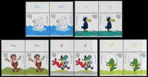 BUND 1999 Michel-Nummer 2055-2059 postfrisch SATZ(5) horiz.PAARE RÄNDER oben 