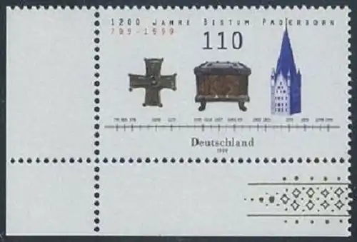 BUND 1999 Michel-Nummer 2060 postfrisch EINZELMARKE ECKRAND unten links