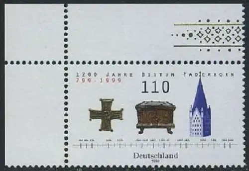 BUND 1999 Michel-Nummer 2060 postfrisch EINZELMARKE ECKRAND oben links