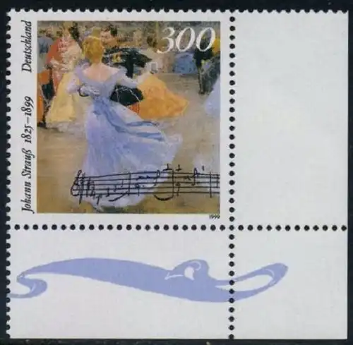 BUND 1999 Michel-Nummer 2061 postfrisch EINZELMARKE ECKRAND unten rechts