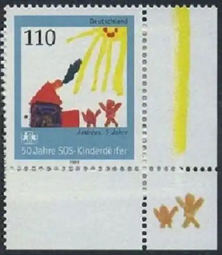 BUND 1999 Michel-Nummer 2062 postfrisch EINZELMARKE ECKRAND unten rechts
