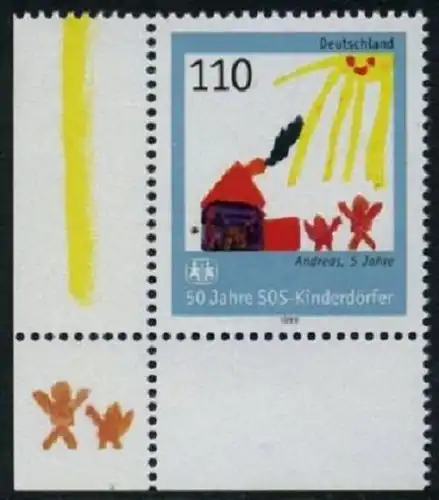 BUND 1999 Michel-Nummer 2062 postfrisch EINZELMARKE ECKRAND unten links