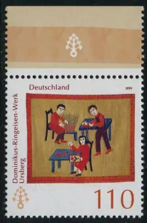 BUND 1999 Michel-Nummer 2065 postfrisch EINZELMARKE RAND oben