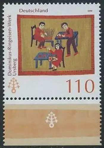 BUND 1999 Michel-Nummer 2065 postfrisch EINZELMARKE RAND unten