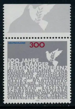 BUND 1999 Michel-Nummer 2066 postfrisch EINZELMARKE RAND oben (a)