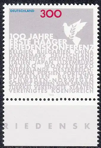BUND 1999 Michel-Nummer 2066 postfrisch EINZELMARKE RAND unten (c)