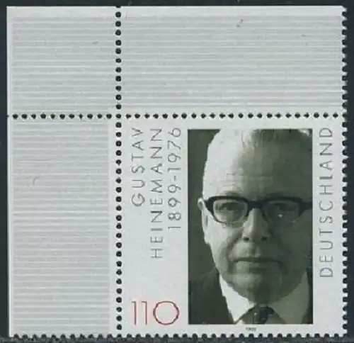 BUND 1999 Michel-Nummer 2067 postfrisch EINZELMARKE ECKRAND oben links