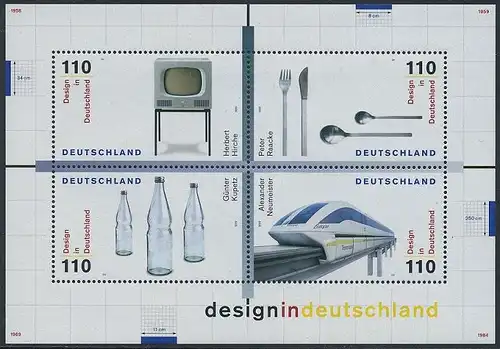 BUND 1999 Michel-Nummer 2071 postfrisch BOGEN(4) -Blockausgabe 50-
