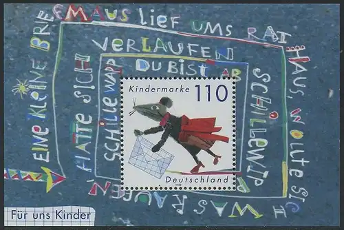 BUND 1999 Michel-Nummer 2072 postfrisch BOGEN(1) -Blockausgabe 51-