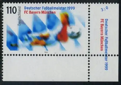 BUND 1999 Michel-Nummer 2074 postfrisch EINZELMARKE ECKRAND unten rechts
