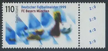 BUND 1999 Michel-Nummer 2074 postfrisch EINZELMARKE RAND rechts (b)