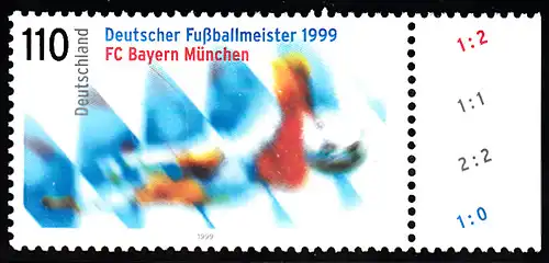 BUND 1999 Michel-Nummer 2074 postfrisch EINZELMARKE RAND rechts (c)