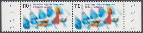 BUND 1999 Michel-Nummer 2074 postfrisch horiz.PAAR RÄNDER rechts/links (a)